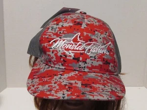NWT Monsta Fishin' Red Camo Snapback Hat - Picture 1 of 3