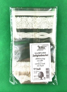 10er  Set Bodenbeutel Folia 285 Spitzendruck transparent  115x190mm Zellglas - Bild 1 von 4