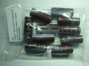 10x  1000uF 63V 105°C ESR=0,05 ELKO radial Nippon Japan #10-00/b#14b - Picture 1 of 6