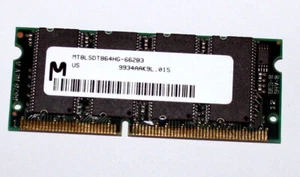 64 MB SO-DIMM 144-pin SD-RAM PC-66 CL2 'Micron MT8LSDT864HG-662B3' - Imagen 1 de 2