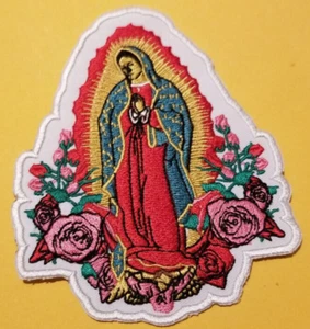 Virgin Mary Roses Deangelo Virgen de Guadalupe Embroidered Patch approx 3.5x5.5" - Picture 1 of 2