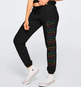 Victoria's Secret PINK EVERYDAY LOUNGE CLASSIC PANT RAINBOW FOIL M rare campus - Picture 1 of 5