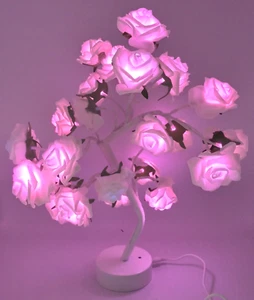 Love LED Rose Lamp Sparkling Flashing Color 24 Rose Tree Table Lamp Night Light - Picture 1 of 11