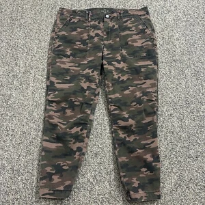 White House Black Market Womens The Slim Crop Camo Jeans Size 14 Flap Pockets - Picture 1 of 9