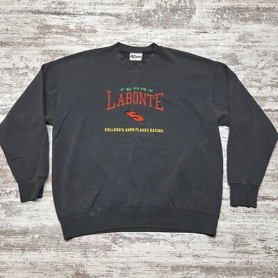 Vintage Nascar Sweatshirt Mens XL Black Faded Terry Labonte #5 Kelloggs Racing - Image 1 of 4