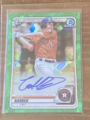 Colin Barber 2020 Bowman Chrome Auto #46/50 RARE (Astros- just promoted to AAA) - Image 1 of 4