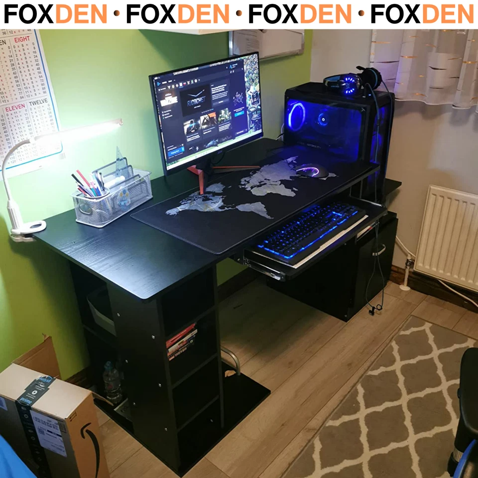 Computer Desk PC Workstation CPU Storage Rack with Drawer Home Office Furniture - Image 1 of 4