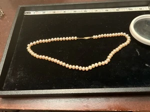 Natural Pearl Necklace 14K GF Clasp - Picture 1 of 11