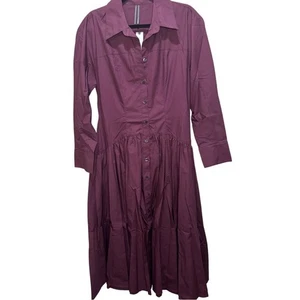 By Anthropologie Drop-Waist Midi Shirt Dress - Wine M - Bild 1 von 8
