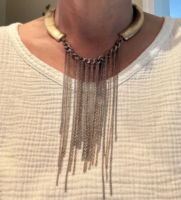 Vintage Mixed Metal Fringe Collar Necklace -Statement Piece from West Hollywood  - Image 1 of 4