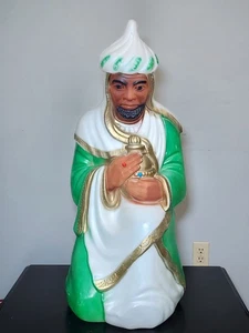 Vintage Empire 28" Blow Mold Green Wise Man Plastic Nativity Christmas NO LIGHT - Picture 1 of 7