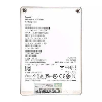 HP (P07443-002) 800GB Write Intensive (SFF 2.5in) SAS-3 12G SSD (P09948-001) - Image 1 of 3