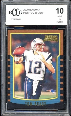 Tarjeta de novato Bowman 2000 - #236 Tom Brady RC Beckett BCCG 10 Foto 1 de 2