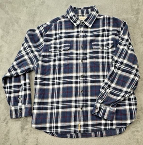Jachs Heavy Flannel Shirt Mens XXL Blue &  White Plaid Long Sleeve Free Shipping - Picture 1 of 7