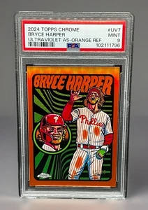 2024 Topps Chrome Bryce Harper Ultraviolet Orange Refractor /25 No. UV-7 | PSA 9 - Picture 1 of 3