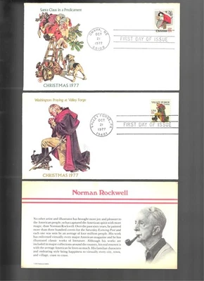 2 1977 Christmas Issue Scott 1729-30 FDC's; color Fleetwood Rockwell cachets - Image 1 of 2