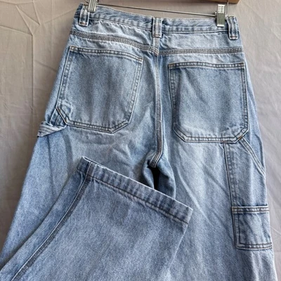 Pantalones de mezclilla John Galt lavado claro carpintero cintura alta pierna ancha talla pequeña Foto 1 de 4