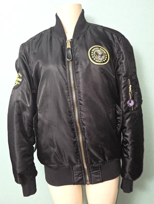 Chaqueta Bravo Series By Burks Bay Bomber Negra Vietnam Talla Mediana Foto 1 de 4