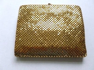 Vintage Gold Metal Mesh Wallet Purse With Rhinestone Clasp Made in West Germany - Picture 1 of 6