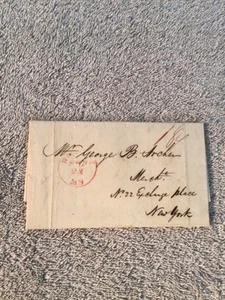 1830 Stampless Cover/Letter Boston MA to New York NY Business C#HM - Picture 1 of 3