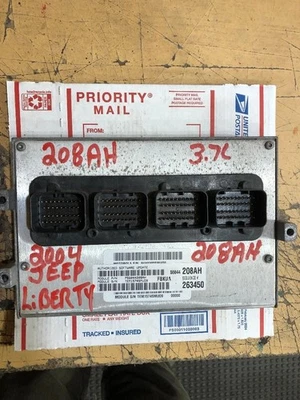 2004 04 Jeep Liberty 3.7L 4X4 PCM ECU ECM Engine Computer 208 56044208AH 208AH - Image 1 of 2