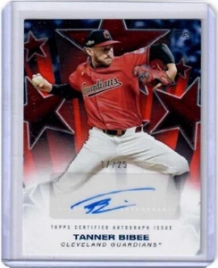 2025 Topps Serie 2 Tanner Bibee Baseball Stars orange Autogrammkarte /25 Guardians - Bild 1 von 2