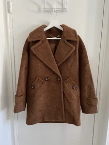 Trina Turk Women Alpaca Wool Pea Coat In Brown Size 2 - Picture 1 of 5