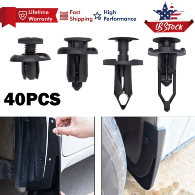 40pcs Car Rivet Body/Bumper Fender Retainer Fastener Mud Flaps Push Clips Pin - Image 1 of 4