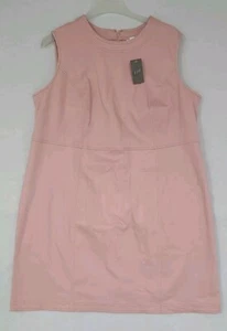 Christian Siriano for J.Jill Pink Canvas Denim Sleeveless Sheath Dress Sz 20W - Picture 1 of 6