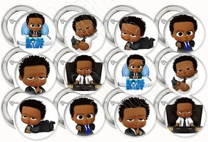 Black Baby Boy Buttons Metal Pin-backs 2.25", African American Shower - 12 pc - Picture 1 of 1