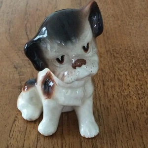 Cute Vintage Puppy Dog Ornament Sitting Brown and Cream Jowls Boxer? - Picture 1 of 5