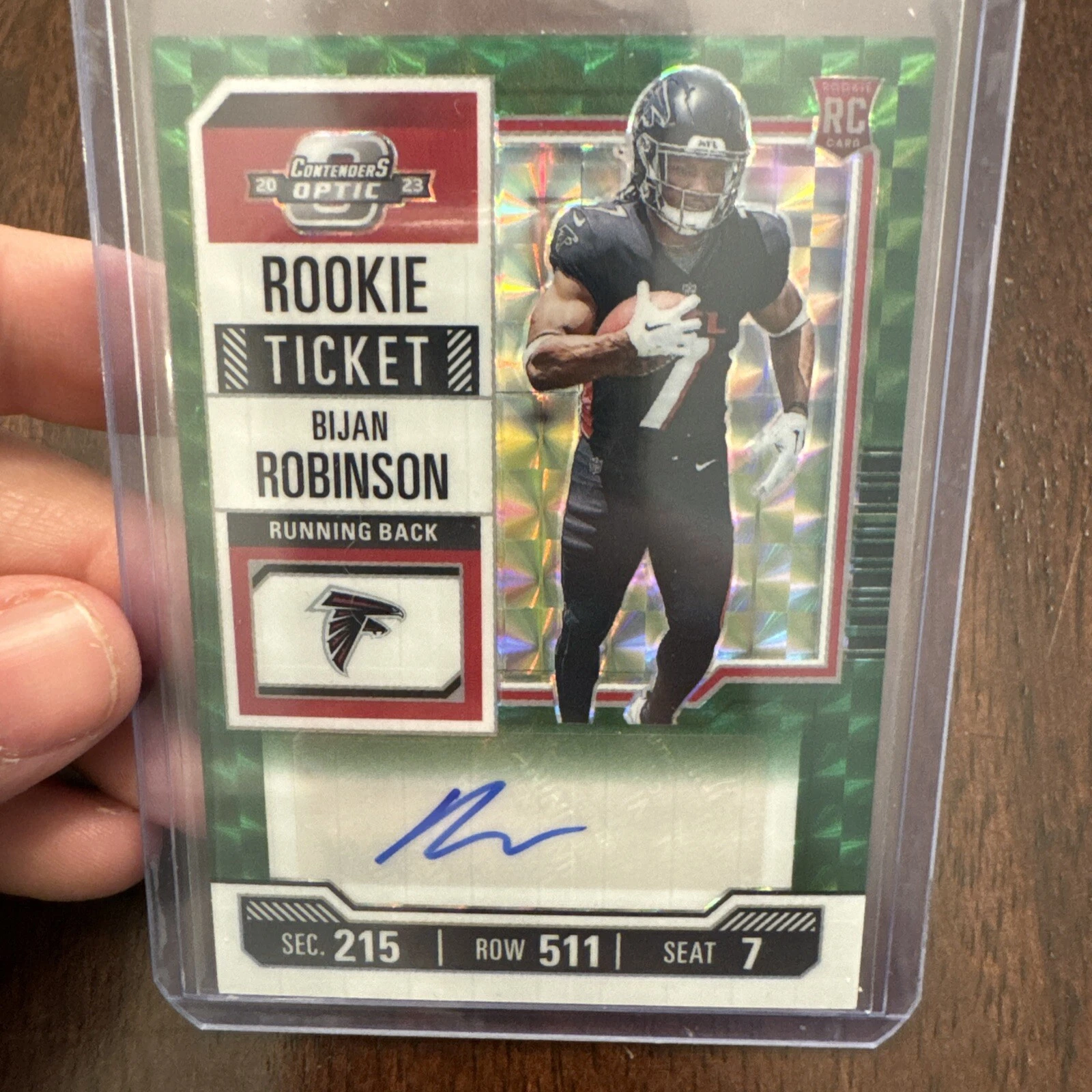 2023 Zenith Contenders Optic Bijan Robinson /23 Green Rookie Auto Prizm FALCONS