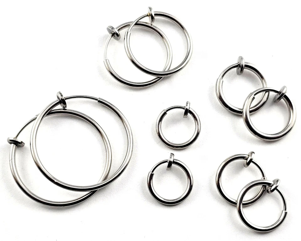 Edelstahl Creolen Ohrclips Klappcreolen ohne Loch Klemmkreolen  SERAJOSY - Bild 1 von 1