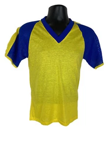 Vintage Small Dodger T-shirt Gold Blue 70s Deadstock Mesh Sleeves 50/50 - Picture 1 of 11