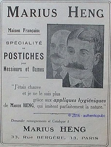 PUBLICITE MARIUS HENG POSTICHE PERRUQUE TOUPET CHAUVE DE 1915 FRENCH AD PUB - Picture 1 of 1
