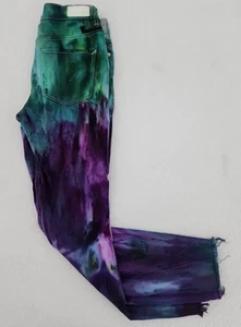 Express Women's 6 Ankle Leggings High Rise Stretch Procion Ice Tie Dyed Upcycled - Picture 1 of 22