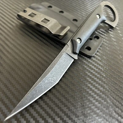 7.5" Stonewash Tactical Combat Survival Fixed Blade Karambit Knife w/ Sheath - Image 1 of 4