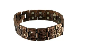 Brazalete magnético de cobre para hombre doble fila salud curación texturizado - Imagen 1 de 8