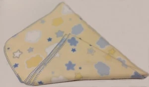 Infant Baby Blanket Yellow-Blue-White Clouds & Stars 40" x 30" Polyester - Picture 1 of 3