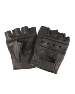 Biker Leather Gloves Fingerless Gloves Chopper Bobber HD - Picture 1 of 1