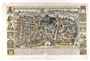 Biblical Maps of Jerusalem and Ancient Templar 2 Map Set, Shows Old Sites - Picture 1 of 4