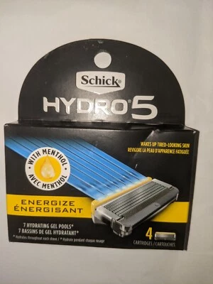 Schick Hydro 5 Replacement 4 Pack Cartridges Energize Menthol Razor Blade Refill