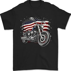 Camiseta Para Hombre De Motocicleta Biker Con Bandera Americana 100% Algodón - Imagen 1 de 2