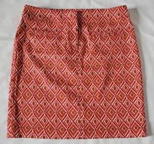 Dalia Collection Modern Fit Pencil Skirt Orange Red Size 6 W31 Cotton Stretch  - Picture 1 of 5