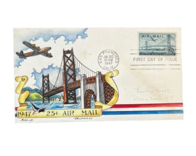 US #C36 25c Airmail FDCs Hand Painted by Dorothy Knapp Cover - Image 1 of 4