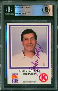 1987-88 Circle K Phoenix Suns Coach JOHN WETZEL Carta Firmata #15 Lastretta Auto BAS - Foto 1 di 2