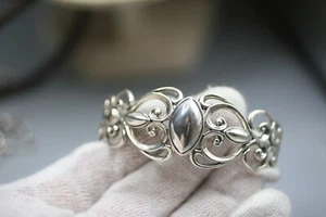 Elegant Carolyn Pollack Relios Sterling Silver .925 Ornate Cuff Bracelet 7.5” P2 - Picture 1 of 7