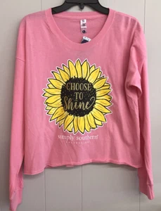Simply Southern Short Top. Pink with Sunflower “Choose To Shine”. Size L. NWT - Picture 1 of 7