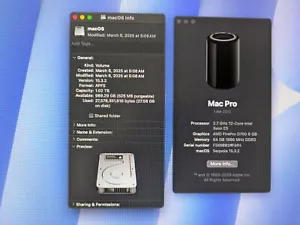 Mac Pro (2013), Sequoia (macOS 15.3) 2.7GHz 12-Core, 64GB RAM, 1TB SSD, 2x D700 - Picture 1 of 9