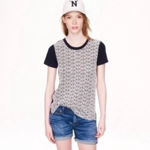 Camisa de manga corta J Crew para mujer talla XS azul marino blanco cachemir ojales - Imagen 1 de 6